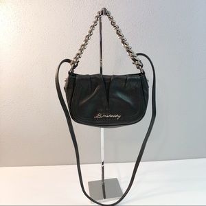 B Makowsky satchel crossbody handbag black leather